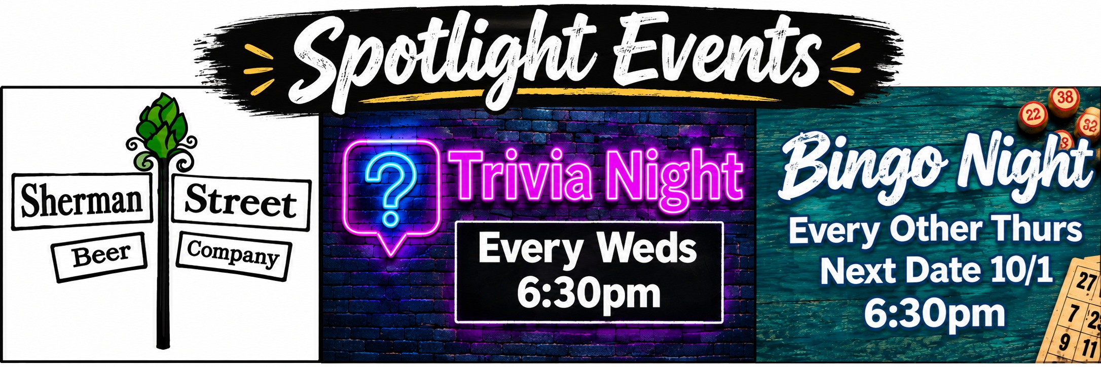 Spotlight Events at Sherman Street Beer Company — click to visit their Facebook page
